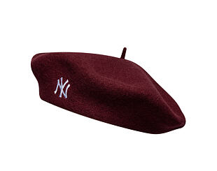 Dámský Baret New Era - MLB Wool Script Beret - NY Yankees - Burgundy