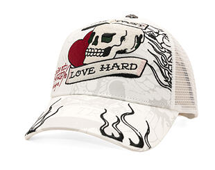 Kšiltovka Ed Hardy - Unisex Live Fast Love Hard 5 Panel Trucker Cap - White