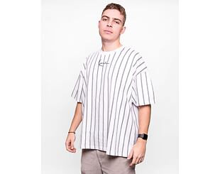 Triko Karl Kani Small Signature Heavy Jersey Pinstripe Tee white/black