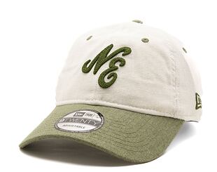 Kšiltovka New Era 9TWENTY Linen Script  - White / Olive