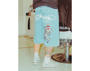 Kraťasy Ed Hardy - Nyc Skull Denim Jorts Shorts - Bleach