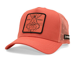 Kšiltovka Capslab - Looney Tunes Trucker - Bugs Bunny Line Art Patch - Coral