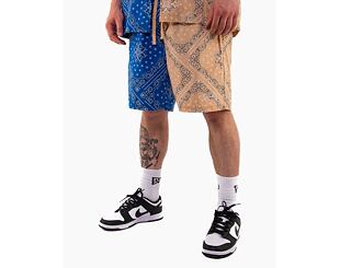 Kraťasy Karl Kani Small Signature Paisley Block Resort Shorts blue/sand