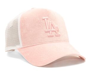 Dámská kšiltovka New Era 9FORTY Womens A-Frame Trucker MLB Velour Los Angeles Dodgers Pale Pink / Pa