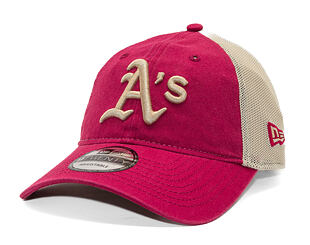 Kšiltovka New Era - MLB Washed Mesh 9TWENTY - Oakland Athletics - Cherry / Stone