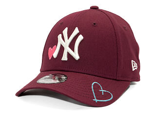 Dětská Kšiltovka New Era - MLB Heart Icon 9FORTY - NY Yankees - Burgundy