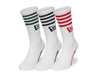 Ponožky New Era - Stripe Crew Socks 3pk - White