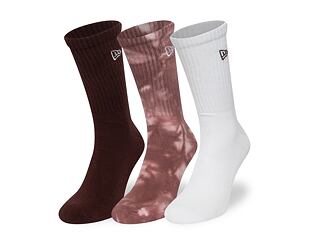 Ponožky New Era - Tie dye Crew Socks 3pk - Brown / Tie Dye / White