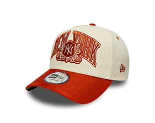 Kšiltovka New Era - MLB Wordmark Suede 9FORTY A-Frame - NY Yankees - Cream / Warm Flame