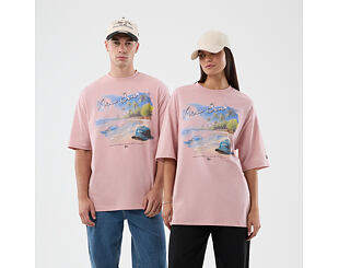 Triko New Era - Branded Beach Graphic Oversized Tee - Pink Rouge