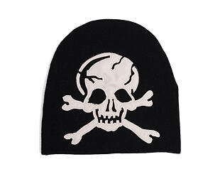 Kulich Ed Hardy - Unisex Skull Vegan Leather Applique Beanie - Black