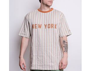 Triko New Era Oversized New York Pinstripe Tee Stone / Toffee