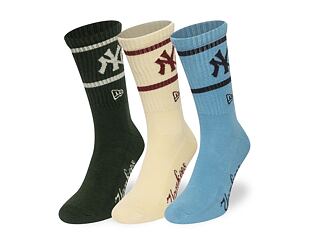 Ponožky New Era - MLB Crew Socks 3pk - NY Yankees - Green / Cream / Blue