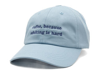 Kšiltovka 8by8 - Dadcap - "coffee, because adulting is hard" - Light Blue/Purple