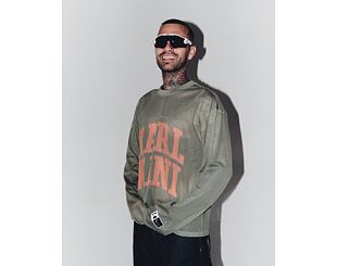 Triko s dlouhým rukávem Karl Kani - Stencil Mesh Boxy Longsleeve - Olive