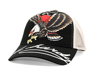 Kšiltovka Ed Hardy - Unisex Soaring Eagle Ed Hardy Script 5 Panel Cap - Black/Blue Wash