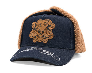 Kšiltovka Ed Hardy - Unisex Love Kills Slowly Denim 5 Panel Trapper Cap - Indigo