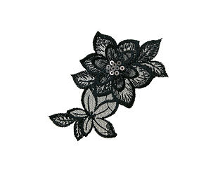Nažehlovačka Monoquick - Černá krajková květina s flitry 9 x 9,5 cm