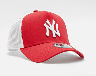 Kšiltovka New Era - MLB Clean 9FORTY Trucker - NY Yankees - Scarlet / White