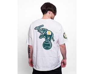 Triko New Era Heritage Back Print Oversized Tee Oakland Athletics Off White / Dark Green
