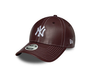 Dámská Kšiltovka New Era - MLB Contrast Stitch PU Leather 9FORTY - NY Yankees - Burgundy / White