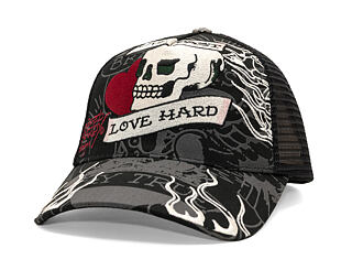 Kšiltovka Ed Hardy - Unisex Live Fast Love Hard 5 Panel Trucker Cap - Black
