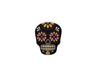 Nažehlovačka Monoquick - Lebka Los Muertos černo-žlutá 3,6 x 3 cm