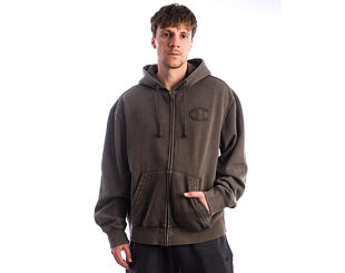 Mikina Champion - Washed Black Hoodie Full Zip Sweatshirt