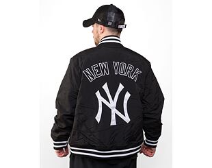 Bunda New Era Team Logo Back Print Bomber New York Yankees Black / Optic White