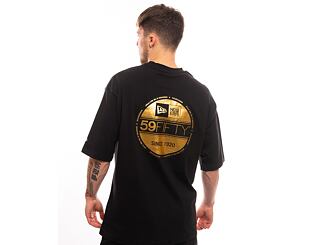 Triko New Era Sticker Oversized Tee - Black / Metallic Gold