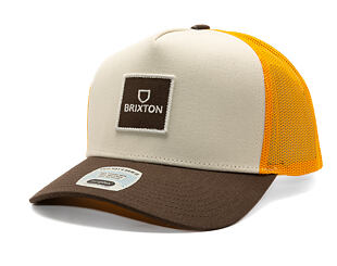 Kšiltovka Brixton - Alpha Block X C Mp Mesh Cap - Golden Glow/Off White/Deep Brown