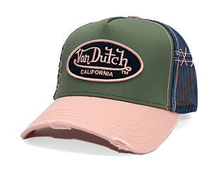 Kšiltovka Von Dutch - Trucker - Cali Patch Olive/Distressed Pink Denim