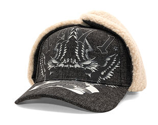Kšiltovka Ed Hardy - Unisex 1971 Eagle Acid Wash 5 Panel Trapper Cap - Black