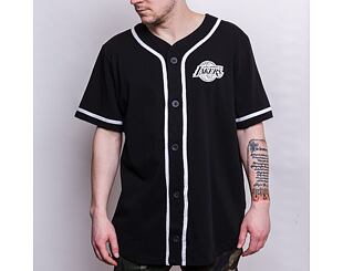 Triko New Era Distressed Logo Button Up Tee Los Angeles Lakers Black