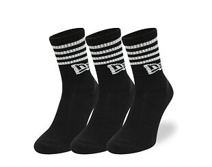 3 páry ponožek New Era Stripe Crew 3Pack Black