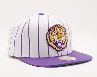 Kšiltovka Mitchell & Ness NCAA Retro Pinstripe Snapback Louisiana State University White