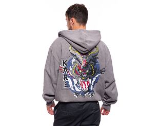 Mikina Karl Kani Small Signature Washed OS Dragon Full Zip Hoodie grey