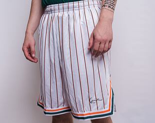 Kraťasy Karl Kani Small Signature Pinstripe Mesh Shorts white/green/orange