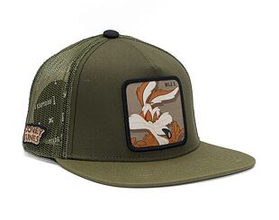 Kšiltovka Capslab Looney Tunes - Wile E. Coyote Flat Trucker Olive