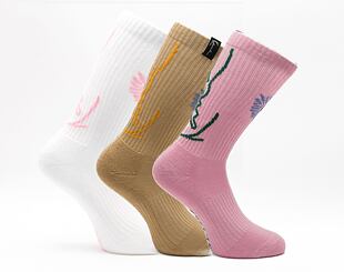 Ponožky Karl Kani Signature Flower 3-Pack Socks white/sand/pink