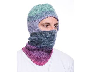 Custom made pletená Balaclava kukla - Baby Blue/ Magenta