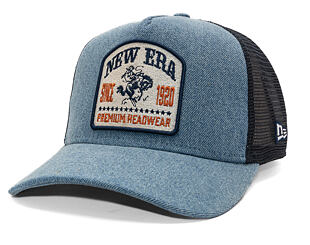 Kšiltovka New Era - Western Rodeo Denim Patch 9FORTY Trucker - Sky Blue / Navy