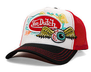 Kšiltovka Von Dutch - Trucker - Patches - White/Red