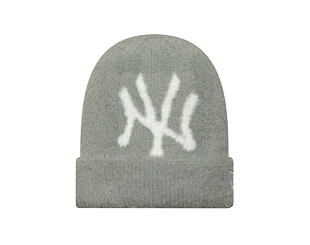 Dámský Kulich New Era - MLB Fluffy Mohair Beanie Medium Knit - NY Yankees - Grey