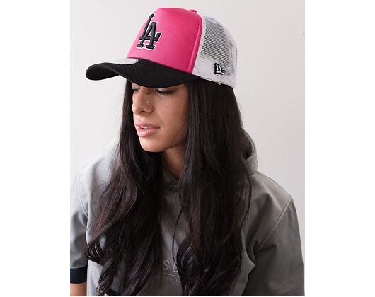 Kšiltovka New Era Front On Los Angeles Dodgers Trucker Pink/White/Black Snapback