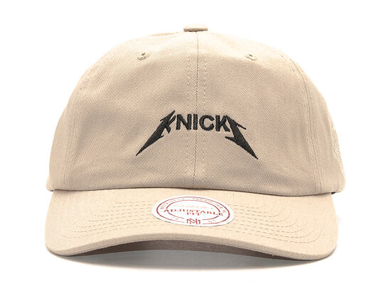 Kšiltovka Mitchell & Ness Rock Font Dad Hat New York Knicks Khaki Strapback