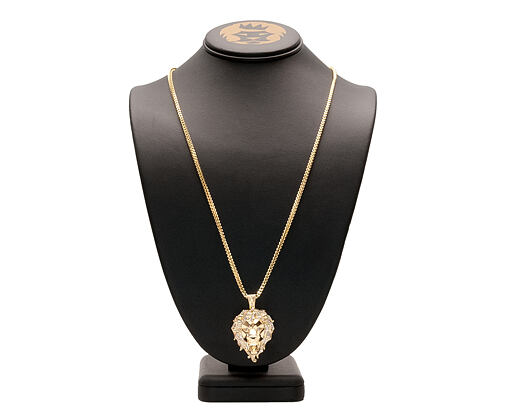 Pozlacený Řetízek na krk King Ice The 14K Gold Faceted Lion from Fox´s Empire