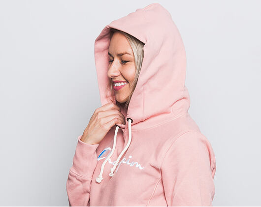 Dámská Mikina S Kapucí Champion Embroidered Logo Hooded Sweatshirt Pink 110034-RTN