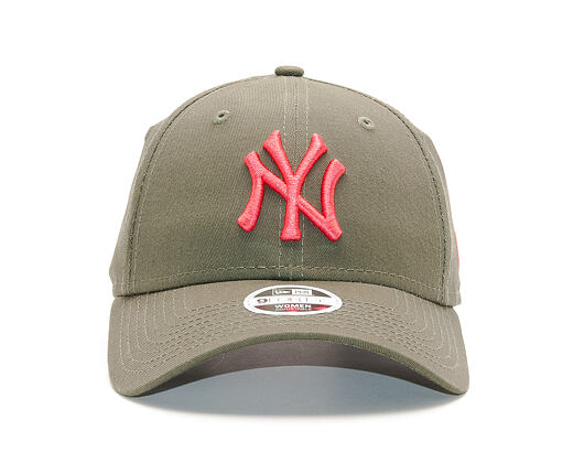 Dámská Kšiltovka New Era League Essential New York Yankees 9FORTY New Olive/Lava Red Strapback