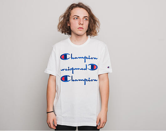 Triko Champion Crewneck T-Shirt Upside Down Logo White